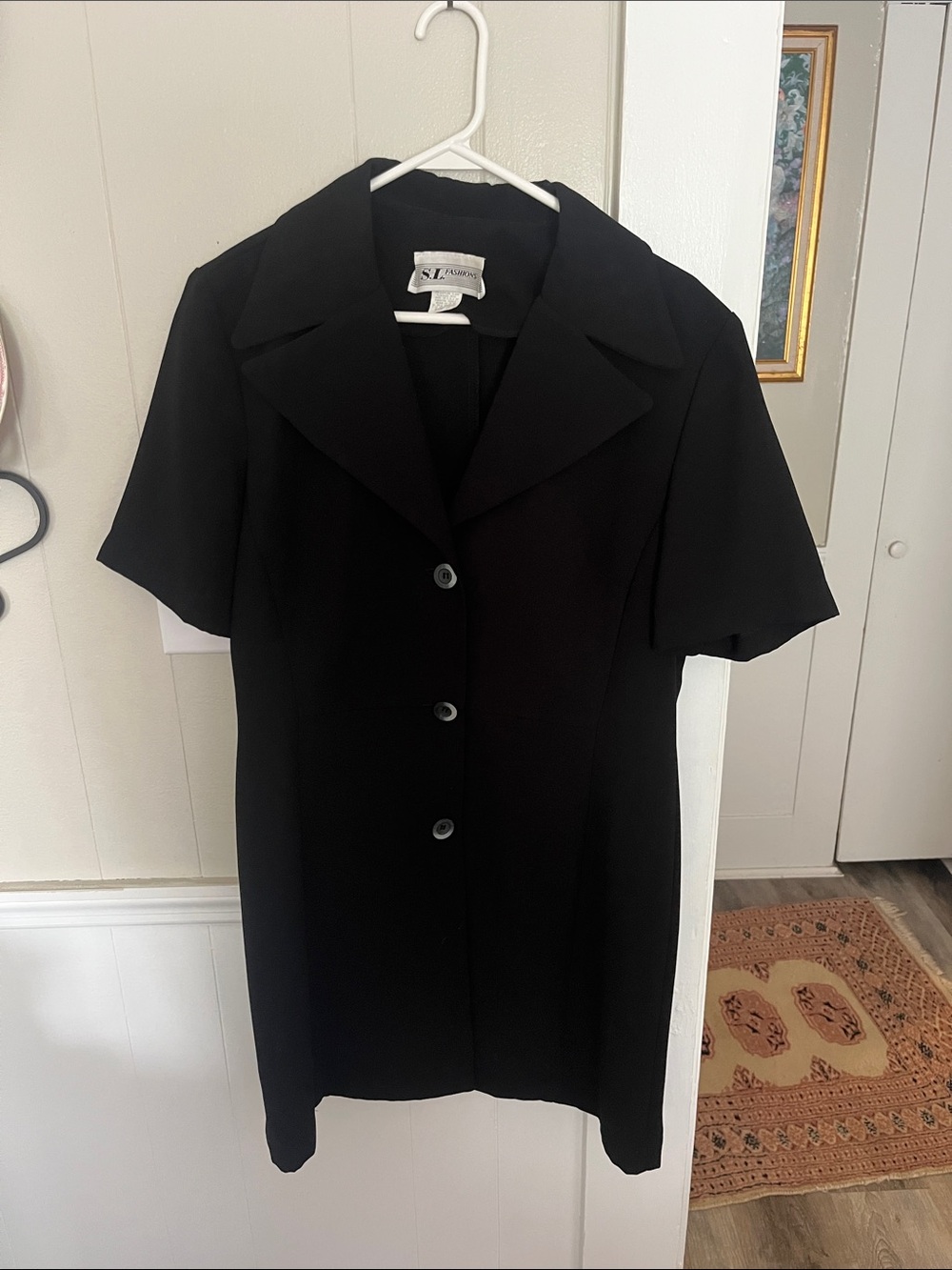 SL Fashions Black Short-Sleeve Button Front Dress